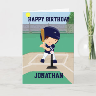 Personalised Cute Baseball cartoon player Card