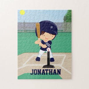 Personalised Cute Baseball cartoon player Jigsaw Puzzle