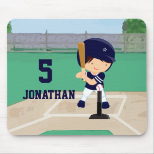 Personalised Cute Baseball cartoon player Mouse Mat