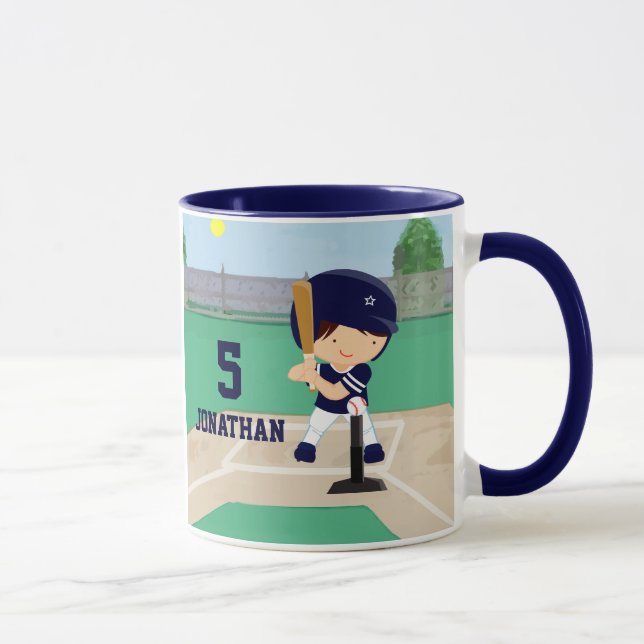 Personalised Cute Baseball cartoon player Mug (Right)