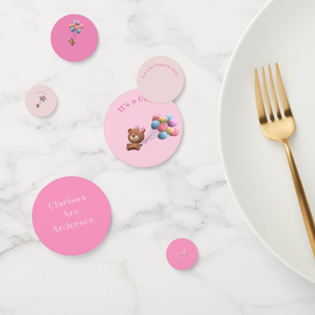 Personalised Cute Bear and Balloons  Confetti (Group)