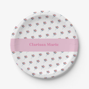 Personalised Cute Bear and Balloons Paper Plate