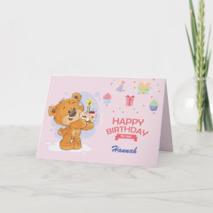 Personalised Cute Bear Birthday Card