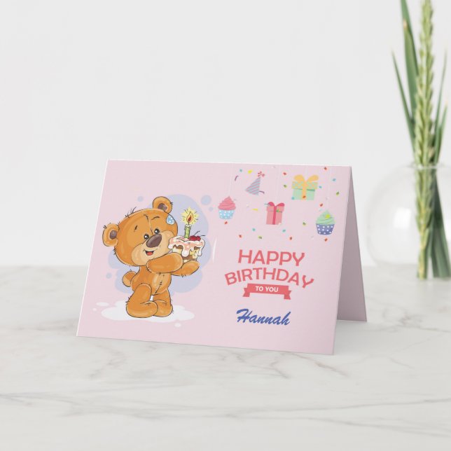 Personalised Cute Bear Birthday Card (Front)