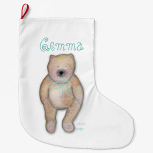 Personalised cute bear Christmas Stocking