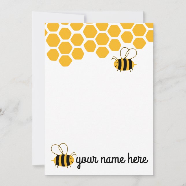 Personalised Cute Bees Notecards (Front)