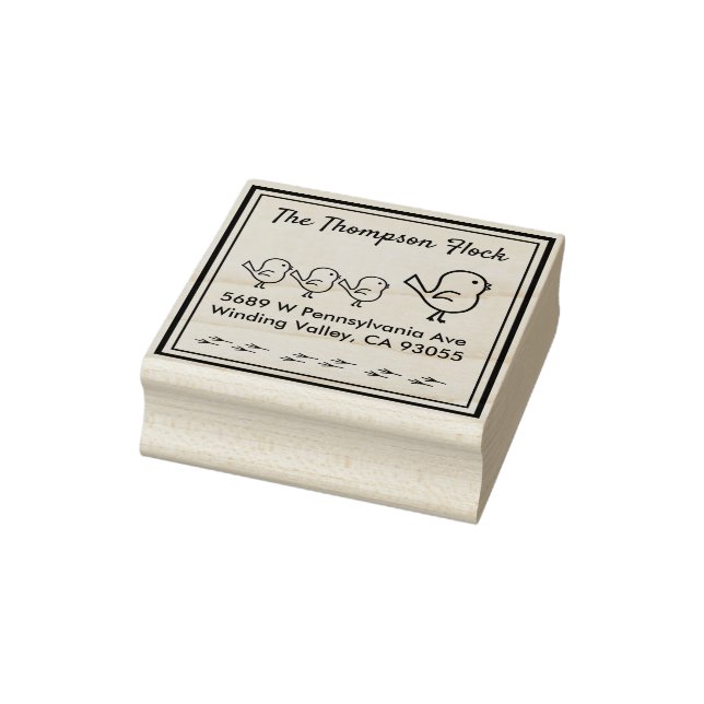 Personalised Cute Birds Rubber Stamp (Stamp)