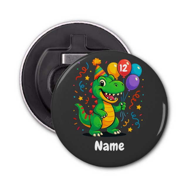 Personalised Cute Birthday Dino Kids  Bottle Opener (Front)