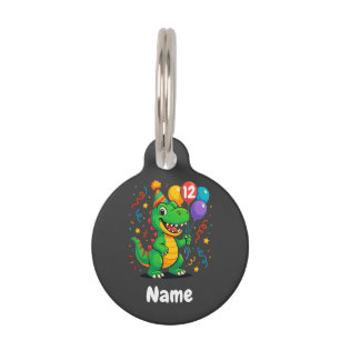 Personalised Cute Birthday Dino Kids Pet Tag