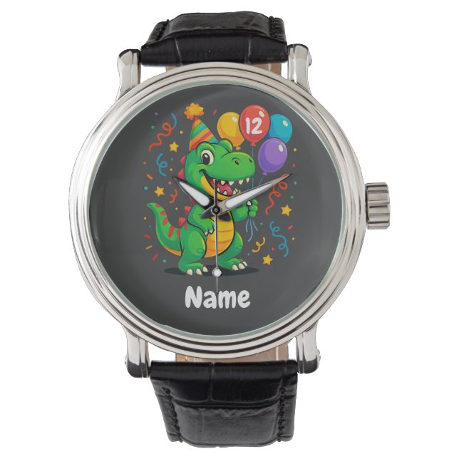 Personalised Cute Birthday Dino Kids  Watch (Front)