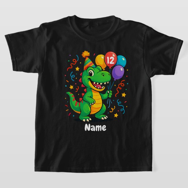 Personalised Cute Birthday Dino  T-Shirt (Laydown)