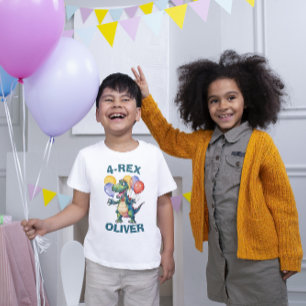 Personalised Cute Birthday Dinosaur T-shirt Tri-Blend Shirt