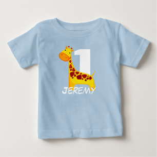 Personalised Cute Birthday Giraffe Baby T-Shirt