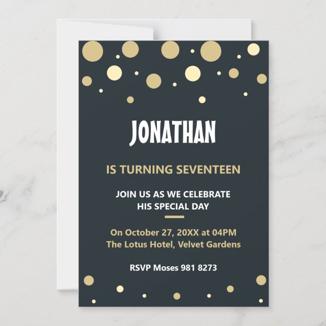 Personalised cute birthday magnetic invitation (Front)