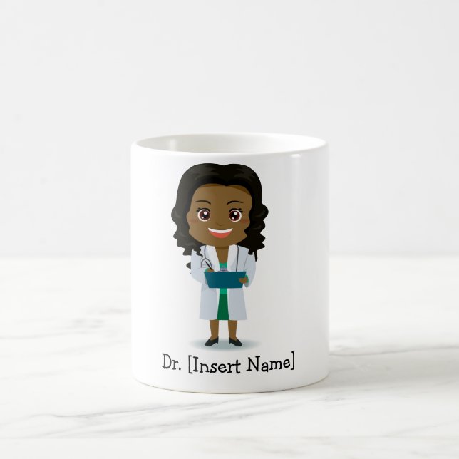 Personalised Cute Black / African Female Doctor Coffee Mug (Center)
