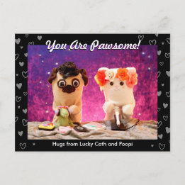 Personalised Cute Black  Hearts Photo Modern Postcard