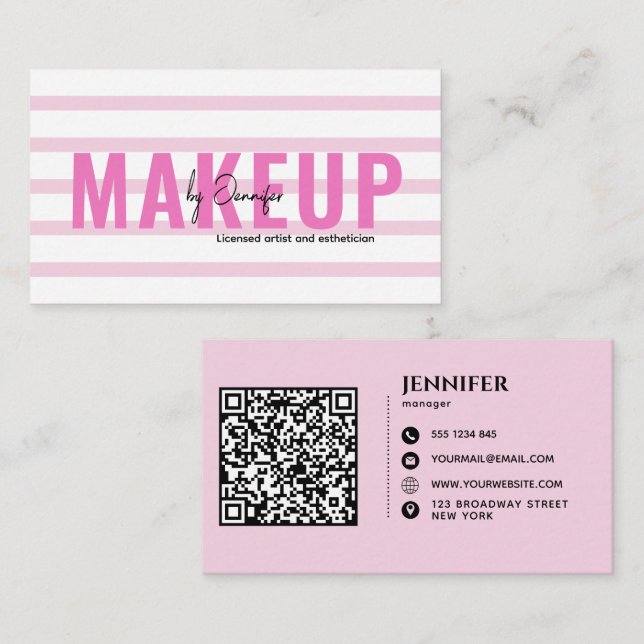 Personalised Cute Black & Pink Business Card (Front/Back)