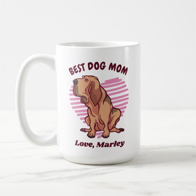 Personalised Cute Bloodhound Dog Mum Custom Name Coffee Mug (Left)