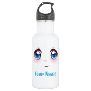 Personalised cute blue anime eyes 532 ml water bottle