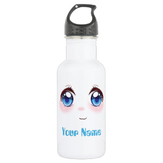 Personalised cute blue anime eyes  532 ml water bottle