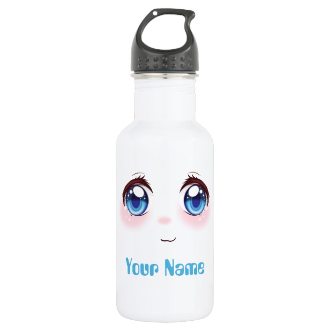 Personalised cute blue anime eyes  532 ml water bottle (Front)
