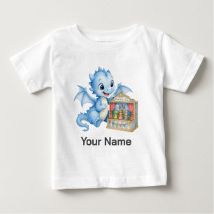 Personalised Cute Blue Baby Dragon Puppet Theatre T-Shirt