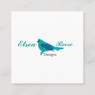 Personalised Cute Blue Bird Illustration Design Square Business Card