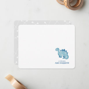 Personalised Cute Blue Dinosaur Note Card