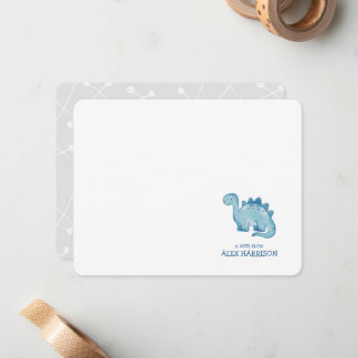 Personalised Cute Blue Dinosaur Note Card