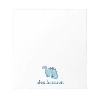 Personalised cute blue dinosaur notepad