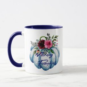 Personalised Cute Blue Morning Pumpkin Coffee Mug