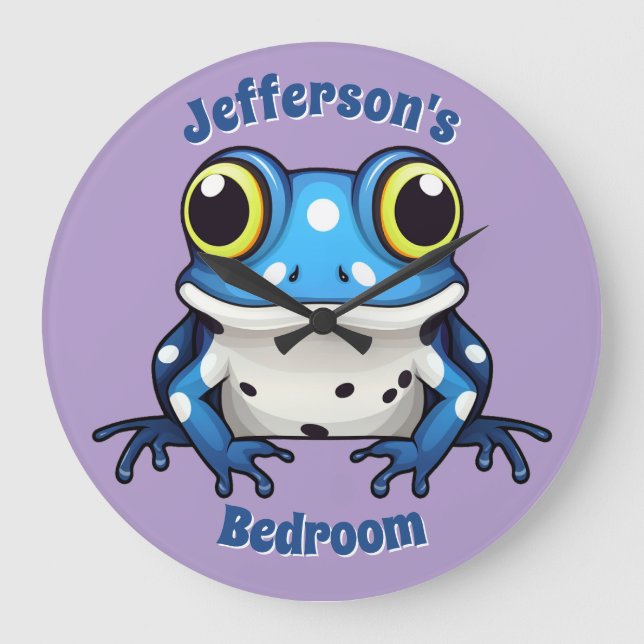 Personalised Cute Blue Polka Dot Wall Clock (Front)