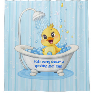 Personalised Cute Blue Rubber Duck Shower Curtain