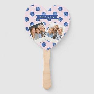 Personalised Cute Blueberry Watercolor Gift Name Hand Fan