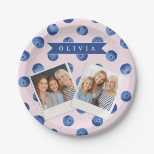 Personalised Cute Blueberry Watercolor Gift Name Paper Plate