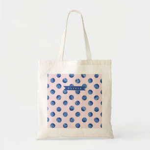 Personalised Cute Blueberry Watercolor Gift Name Tote Bag