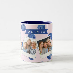 Personalised Cute Blueberry Watercolor Gift Name Two-Tone Coffee Mug