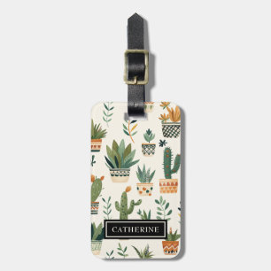 Personalised Cute Boho Potted Plants Luggage Tag