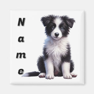 Personalised Cute Border Collie Puppy Magnet