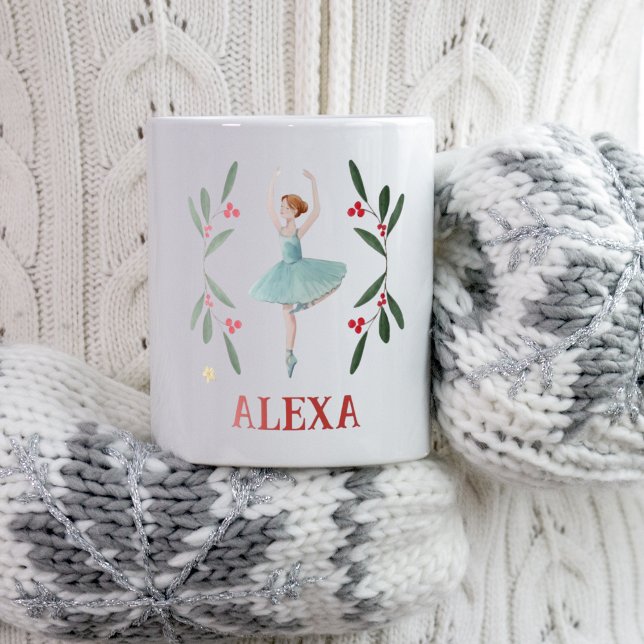 Personalised Cute Botanical Ballerina Christmas Coffee Mug (Personalised Cute Botanical Ballerina Christmas Coffee Mug
)