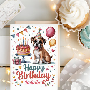 Personalised Cute Boxer Dog Birthday Card