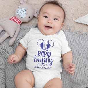 Personalised Cute Boy Baby Bunny Easter Bodysuit