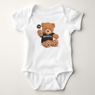 Personalised Cute Boy Bear Baby Bodysuit