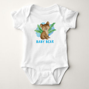 Personalised Cute Boys Bear Tropical Bush Baby Bodysuit