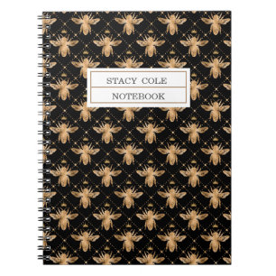 Personalised Cute Brown Honeycomb Bee Design   Notebook