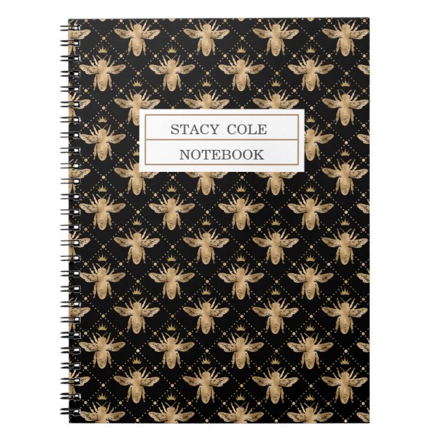 Personalised Cute Brown Honeycomb Bee Design   Notebook (Front)