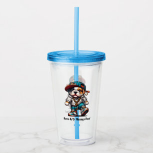 Personalised Cute Bulldog Puppy Boys Tumbler