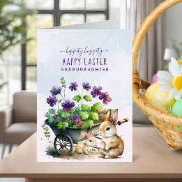 Personalised Cute Bunnies Granddaughter Easter Holiday Card