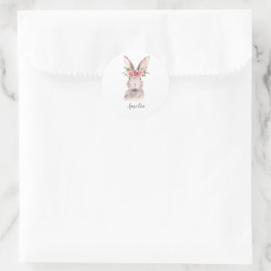 Personalised Cute Bunny Classic Round Sticker
