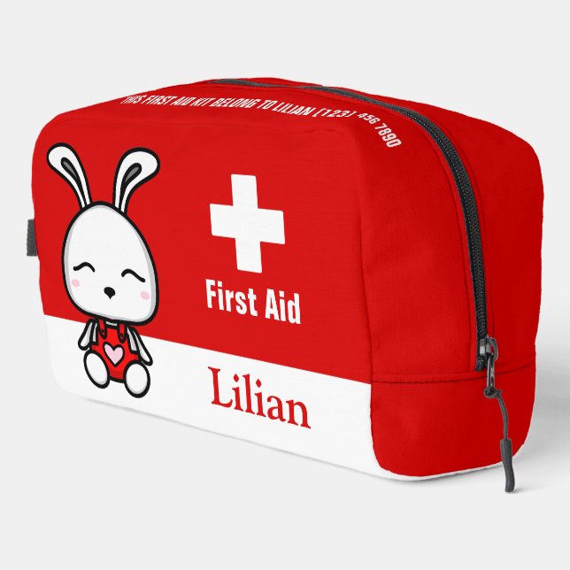 Personalised Cute Bunny First Aid Kit Bag (Right Corner)